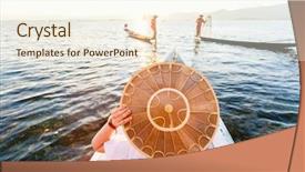  Presentation with lake fish - Beautiful slides featuring back view of young woman backdrop and a cream colored foreground