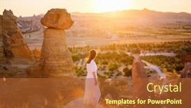  Presentation with cappadocia - PPT theme consisting of back-view-of-young-woman background and a red colored foreground