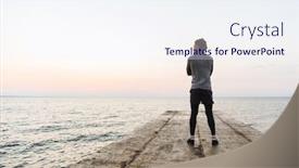  Presentation with standing strong - Amazing presentation theme having back view photo of handsome strong young sportsman standing outdoors at the beach backdrop and a sky blue colored foreground