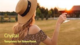  Presentation with drinking glass - Theme with back view photo of young background and a  colored foreground