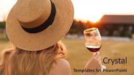  Presentation with drinking glass - Slide deck featuring back view photo of young background and a coral colored foreground