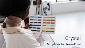  Presentation with african colors - Presentation theme with back-view-photo-of-young background and a sky blue colored foreground