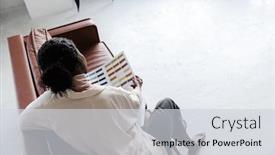  Presentation with african colors - PPT theme having back-view-photo-of-young background and a light gray colored foreground