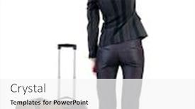  Presentation with suitcase - Slide deck enhanced with back view pointing business woman with suitcase looking up rear view people collection backside view person isolated over white background traveling girl stands with suitcase background and a white colored foreground