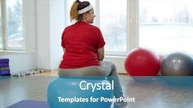  Presentation with fat - Slide deck enhanced with stress fat - back view portrait of overweight background and a teal colored foreground