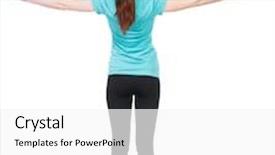 Presentation with pilates - Colorful presentation enhanced with back view standing young beautiful woman in in sportswear involved in pilates rear view people collection backside view person isolated over white background athlete doing exercises for hands backdrop and a white colored foreground