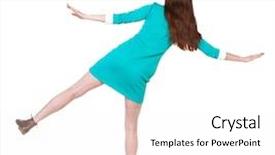  Presentation with dress shoes - Cool new PPT theme with back view woman balances waving backdrop and a white colored foreground