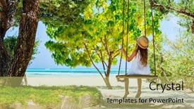  Presentation with fun - Colorful presentation theme enhanced with back view of a little girl having fun on a swing on summer day backdrop and a yellow colored foreground