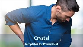  Presentation with hand wrist pain - PPT theme with back with hand muscular pain background and a ocean colored foreground