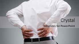  Presentation with back pain - Presentation theme consisting of backache concept bending background and a light gray colored foreground