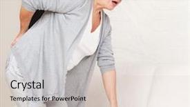  Presentation with mature masked female surgeon - Audience pleasing PPT layouts consisting of backache mature female has pain backdrop and a soft green colored foreground