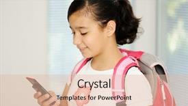  Presentation with cell - Slides consisting of backbags - school girl with cell phone background and a lemonade colored foreground