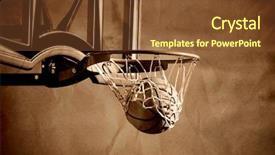  Presentation with basketball - Presentation theme featuring swish - action shot of basketball going background and a tawny brown colored foreground