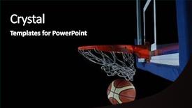  Presentation with gym ball - Audience pleasing PPT theme consisting of basketball ball board and net backdrop and a black colored foreground