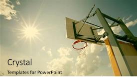  Presentation with basketball - Cool new PPT layouts with swish - basketball hoop - retro style backdrop and a soft green colored foreground