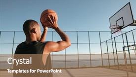  Presentation with basketball - Audience pleasing slide deck consisting of a african basketball player backdrop and a coral colored foreground