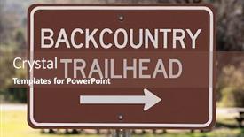  Presentation with backcountry - PPT theme consisting of backcountry-trailhead-sign-pointing-towards background and a tawny brown colored foreground