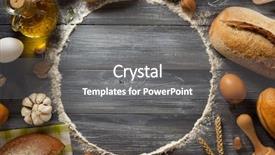  Presentation with packaging of bakery products - PPT layouts featuring backdrop black grey circle borders - bread and bakery products background and a gray colored foreground