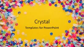  Presentation with confetti - Beautiful slides featuring backdrop circle borders - colorful confetti frame on yellow backdrop and a  colored foreground