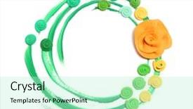  Presentation with lime green and white flower - Theme with backdrop circle borders - green frame with flowers made background and a mint green colored foreground