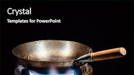  Presentation with oil and gas - Theme having backdrop food oil - chinese wok pan on fire background and a black colored foreground