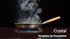 Presentation with oil and gas - Audience pleasing PPT theme consisting of backdrop food oil - chinese wok pan on fire backdrop and a wine colored foreground