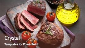  Presentation with cutting board - PPT layouts with backdrop food oil - grilled fillet steaks on cutting background and a  colored foreground