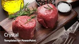  Presentation with cooking oil - Cool new slide deck with backdrop food oil - raw fillet steak cooking backdrop and a  colored foreground