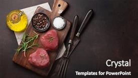  Presentation with stepping stone illustration of step - Amazing presentation theme having backdrop food oil - raw fillet steak cooking backdrop and a  colored foreground