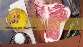  Presentation with bone - Amazing theme having backdrop food oil - raw t-bone steak cooking backdrop and a gold colored foreground