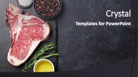  Presentation with t bone steak - PPT theme consisting of backdrop food oil - raw t-bone steak cooking background and a dark gray colored foreground