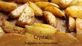  Presentation with potato croquettes - Beautiful presentation featuring backdrop food oil - roasted potato on a baking backdrop and a  colored foreground