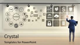  Presentation with fintech financial technology - Audience pleasing presentation theme consisting of businessman in financial technology fintech backdrop and a soft green colored foreground