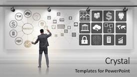  Presentation with fintech financial technology - Slide set with businessman in financial technology fintech background and a light gray colored foreground