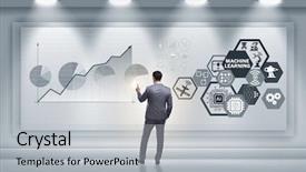  Presentation with machine learning - Slides with businessman in machine learning concept background and a light gray colored foreground