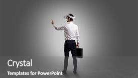  Presentation with empty cross - Presentation theme with reality shows - businessman wearing vj glasse background and a gray colored foreground