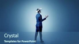  Presentation with empty tomb - Slides having reality shows - businessman wearing vj glasse background and a ocean colored foreground