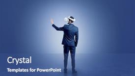  Presentation with empty - Presentation theme with reality shows - businessman wearing vj glasse background and a ocean colored foreground