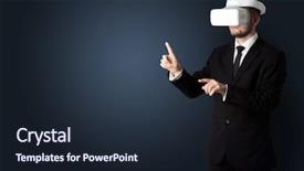  Presentation with glasses - PPT layouts featuring reality shows - businessman with white vr glasses background and a wine colored foreground