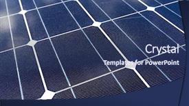  Presentation with photovoltaic - Amazing PPT theme having forefront - detail of a photovoltaic panel backdrop and a ocean colored foreground