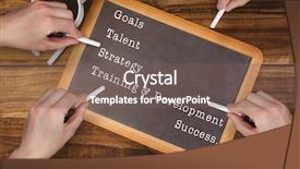  Presentation with chalk - Audience pleasing PPT layouts consisting of backdrop keywords - multiple hands writing with chalk backdrop and a violet colored foreground