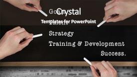  Presentation with chalk - Audience pleasing theme consisting of backdrop keywords - multiple hands writing with chalk backdrop and a tawny brown colored foreground