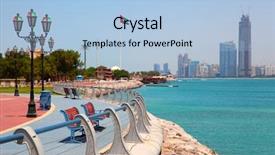  Presentation with abu dhabi - Audience pleasing theme consisting of backdrop of abu dhabi building backdrop and a light blue colored foreground