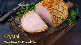  Presentation with puff pastry - PPT layouts featuring backed-kasseler-pork-steak and a tawny brown colored foreground