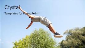  Presentation with fitness - Slide set with backflip - fitness sport parkour and people background and a  colored foreground