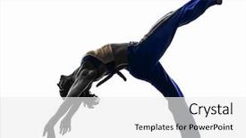  Presentation with dancing - Presentation design featuring backflip - one caucasian woman capoiera dancer background and a  colored foreground