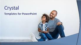  Presentation with black father - Slide set featuring background - african father and his son background and a sky blue colored foreground