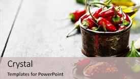  Presentation with peppers - Beautiful presentation theme featuring background - cooking or spicy food backdrop and a soft green colored foreground