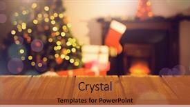  Presentation with christmas stocking - PPT theme having background - digital composite of christmas home background and a red colored foreground