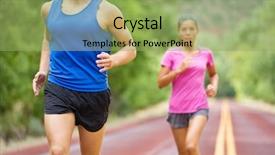  Presentation with active lifestyle - Audience pleasing slide set consisting of background - fit healthy male runner backdrop and a seafoam green colored foreground